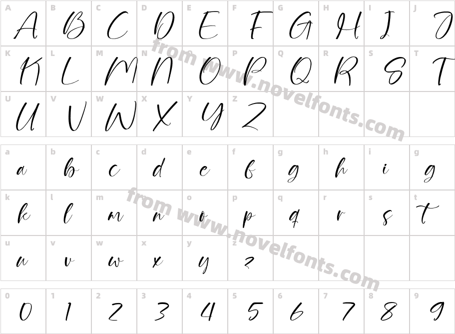 Homellyst ItalicCharacter Map