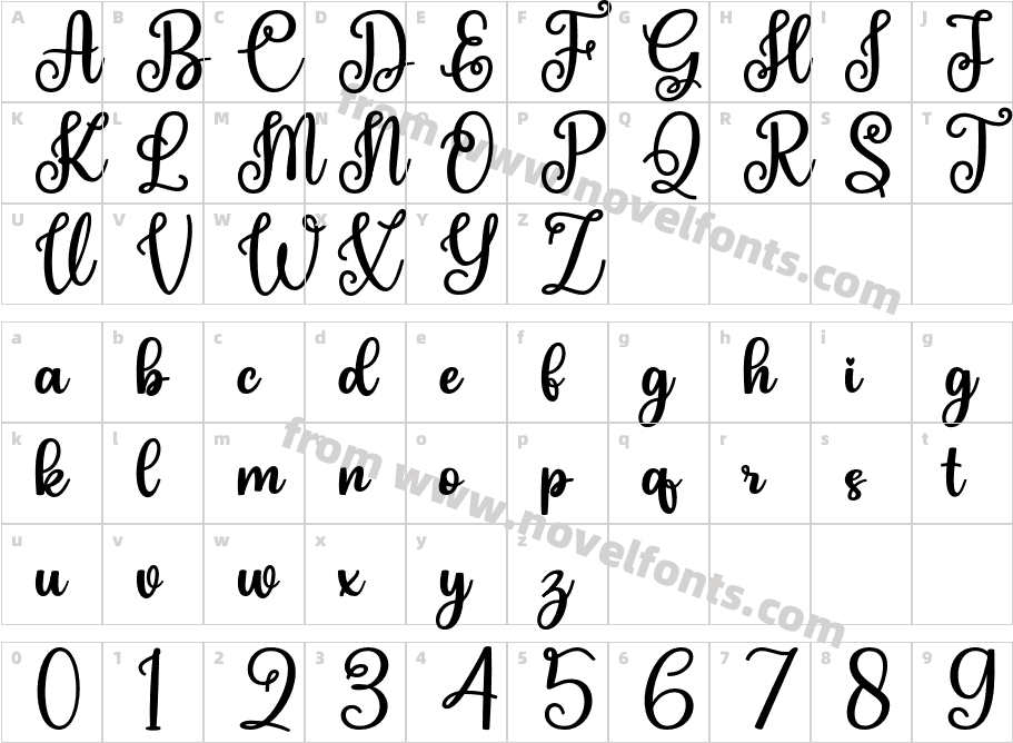 Honey Moylina RegularCharacter Map
