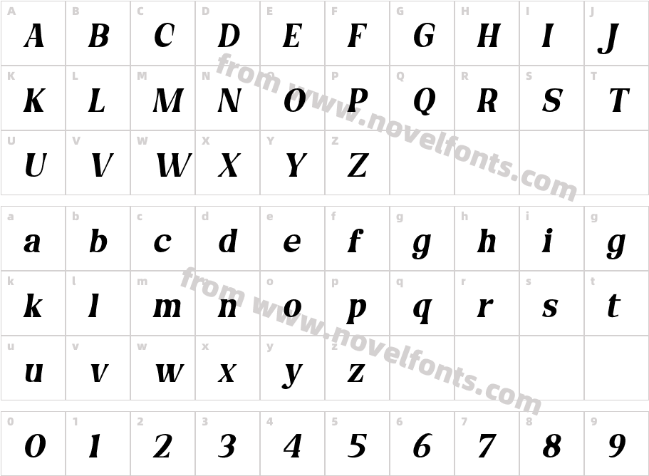 Honeypirls SlantCharacter Map