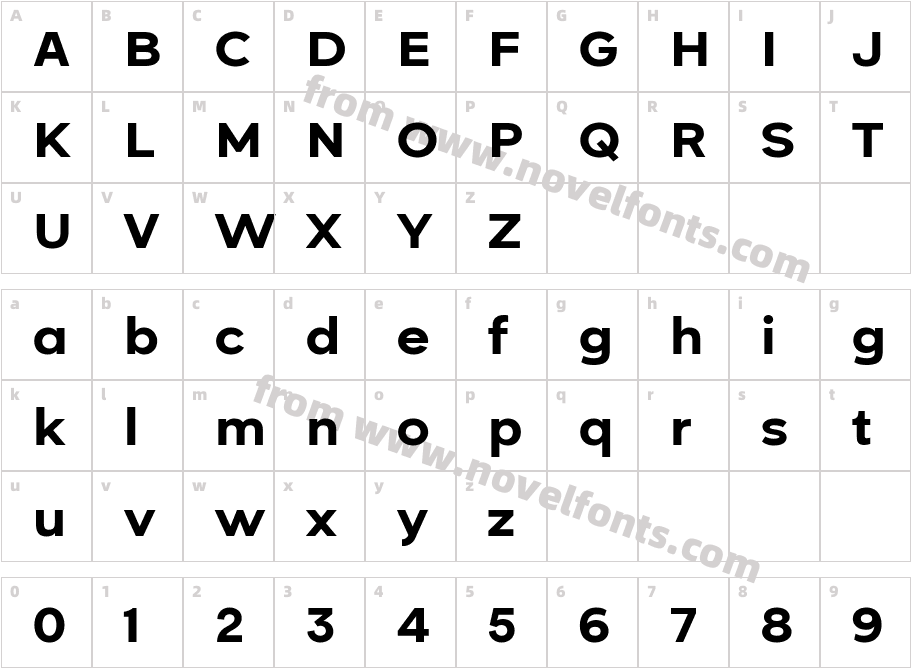 Horas Extra BoldCharacter Map