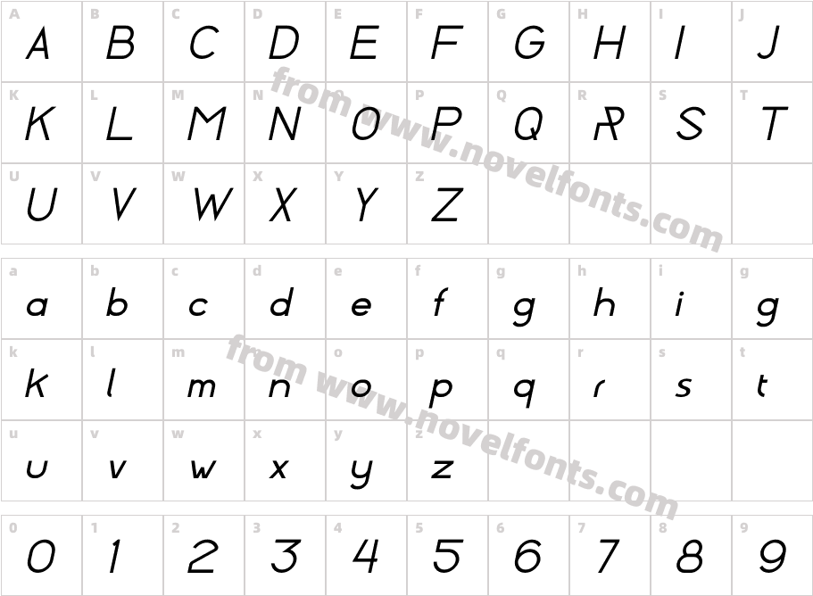 Hore ItalicCharacter Map