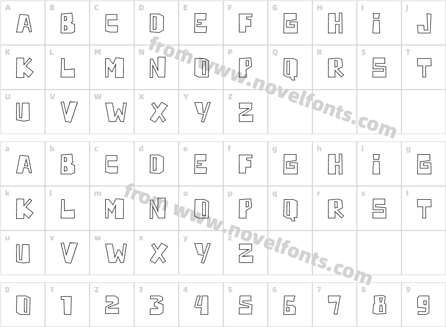 Horizone OutlineCharacter Map