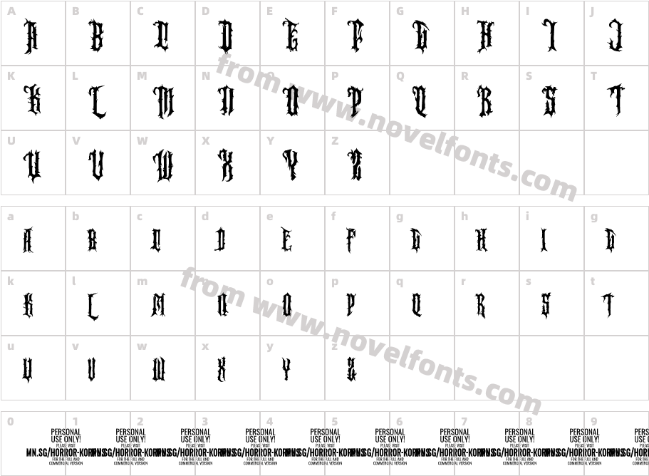 Horror Korpus Clean PERSONAL RegularCharacter Map