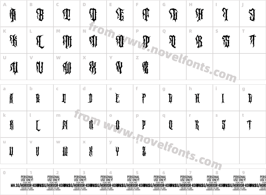 Horror Korpus PERSONAL RegularCharacter Map