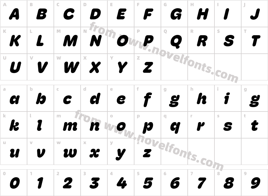Hoss Round Heavy ItalicCharacter Map