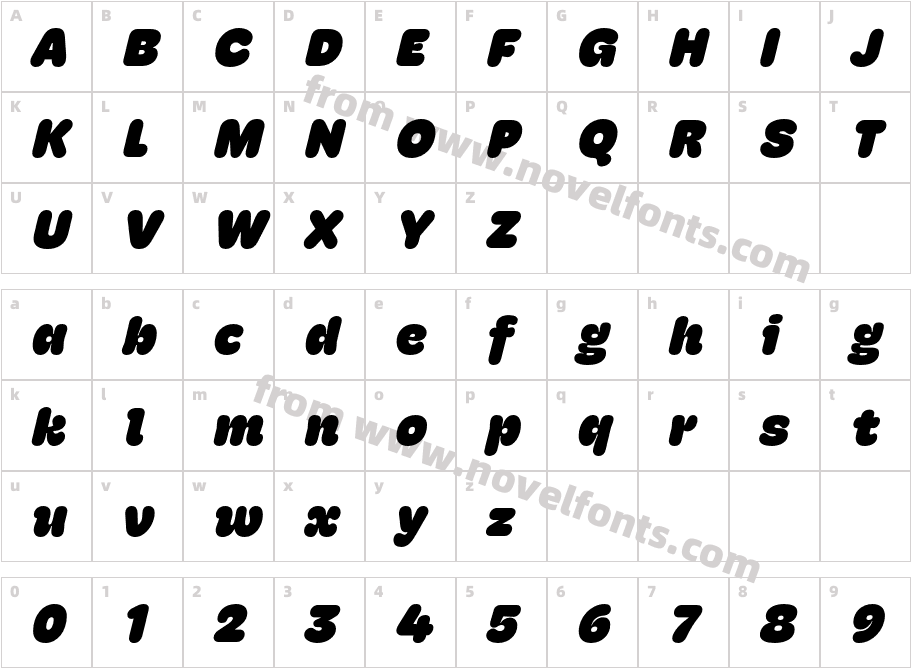 Hoss Round Ultra ItalicCharacter Map