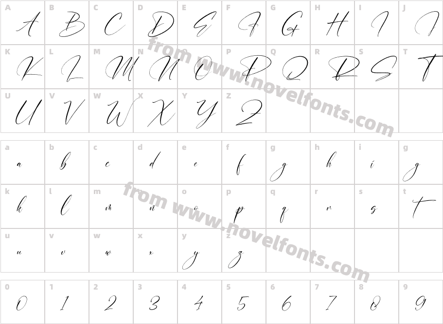 Malistera ItalicCharacter Map