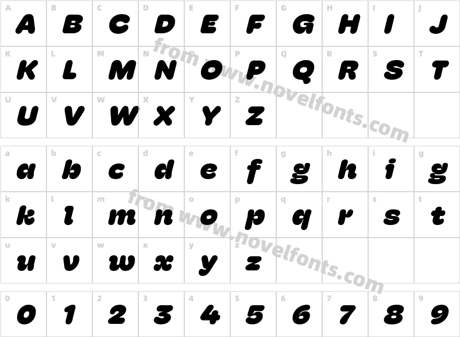 Hoss Round Wide Ultra ItalicCharacter Map
