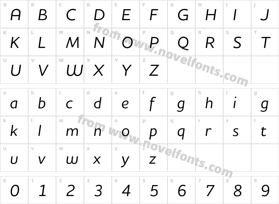 Houschka Pro Medium ItalicCharacter Map