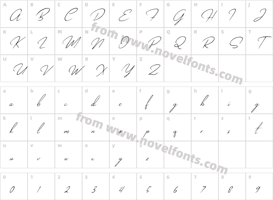 Houston Script Light SlantCharacter Map