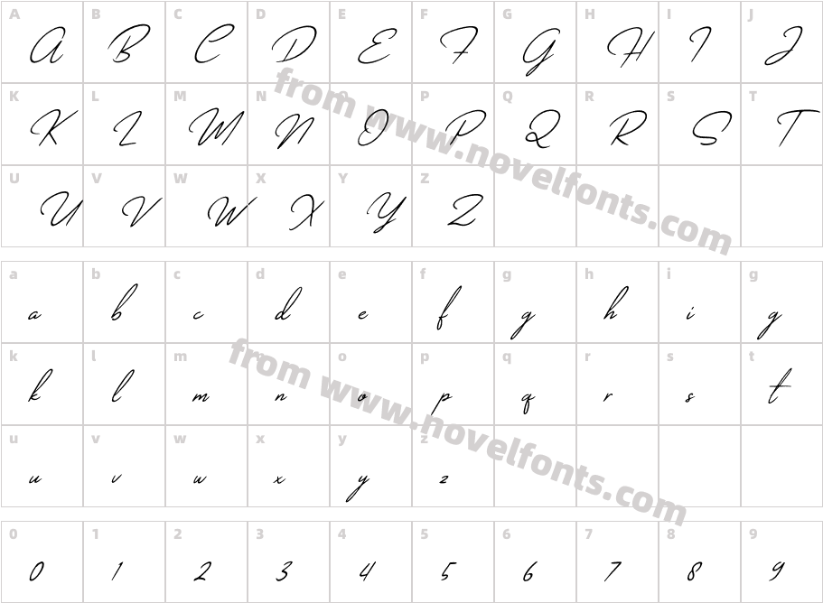 Houston Script SlantCharacter Map