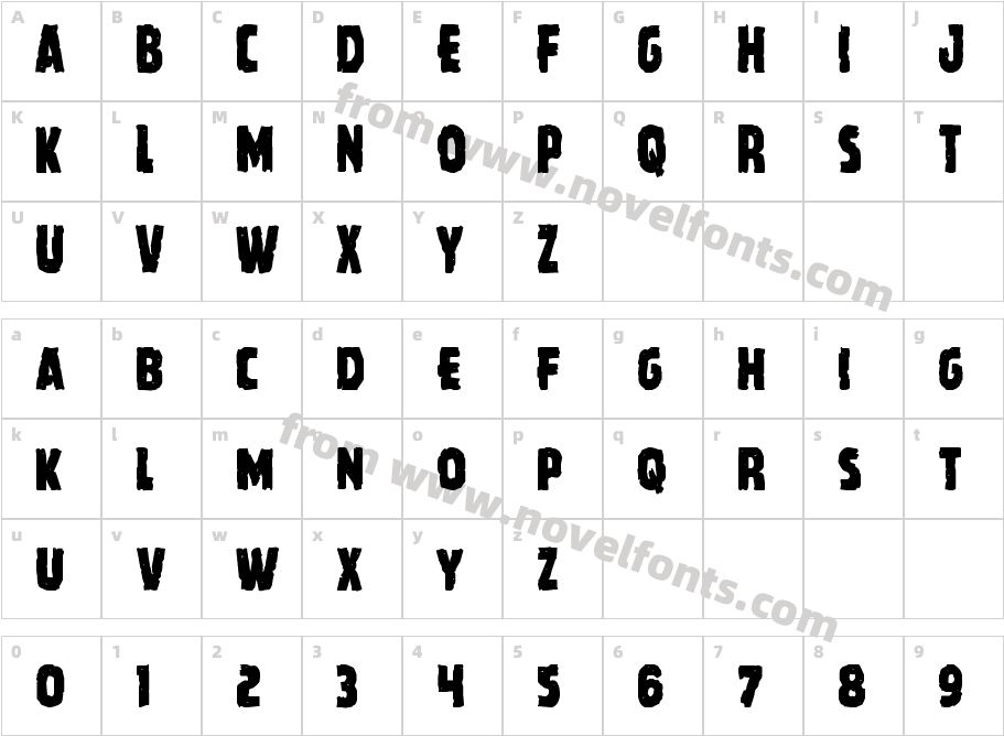 Howlin' Mad CondensedCharacter Map
