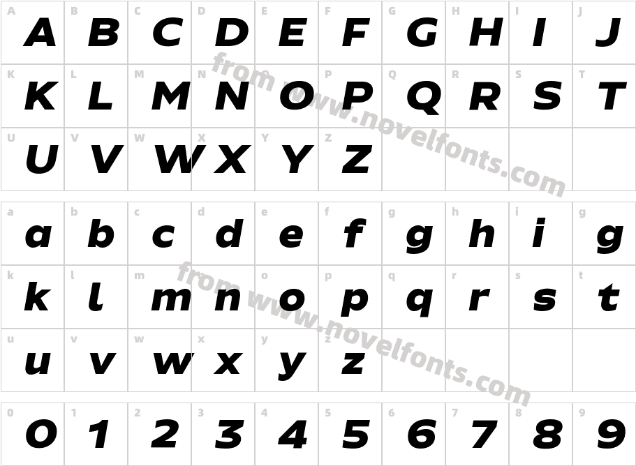 Hrot Premium Black ItalicCharacter Map