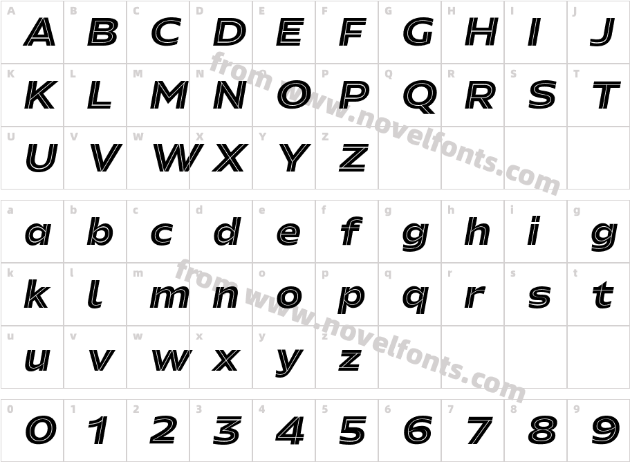 Hrot Premium Inline ItalicCharacter Map