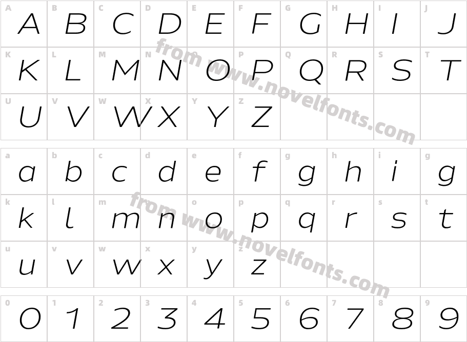 Hrot Premium Light ItalicCharacter Map