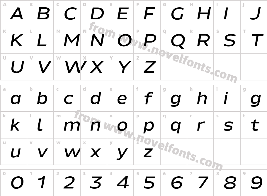 Hrot Premium Medium ItalicCharacter Map