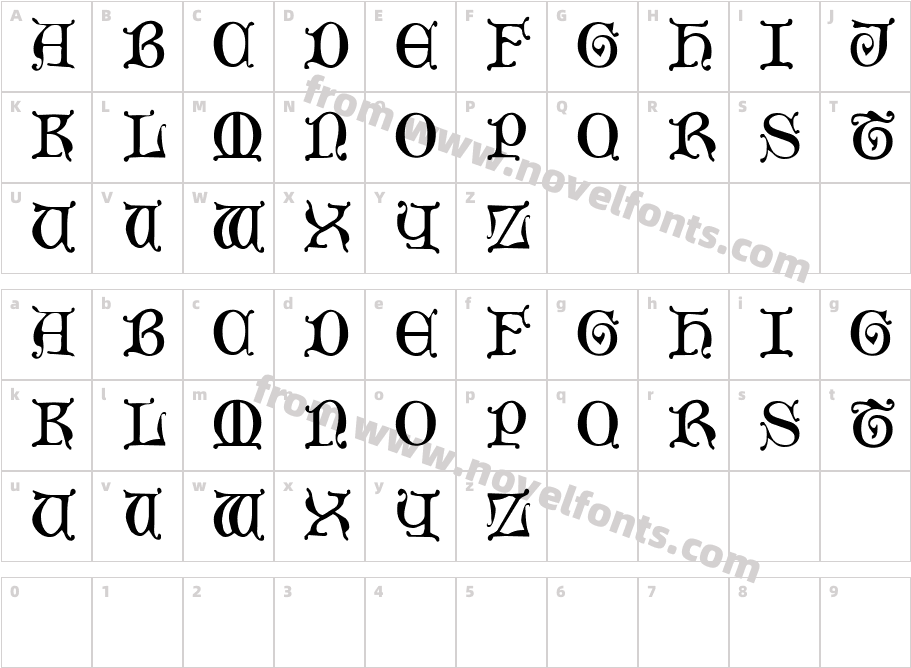 Aneirin RegularCharacter Map