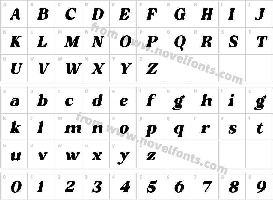 Hugme ItalicCharacter Map
