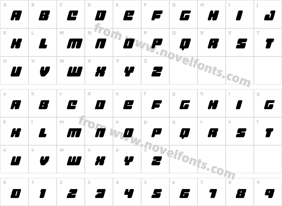 Hula Hoop Girl Condensed ItalCharacter Map