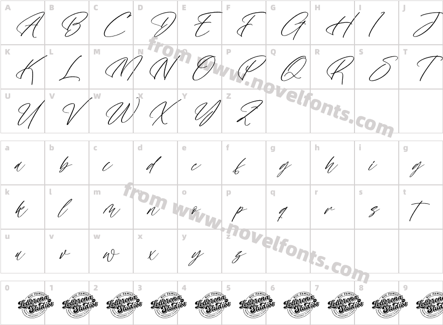 Huntlefal DEMO VERSION ItalicCharacter Map