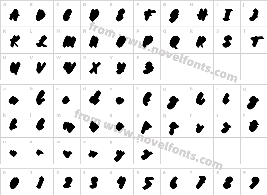 Husein Script Extruded ItalicCharacter Map