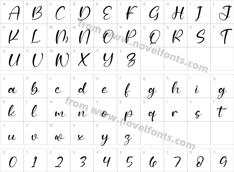 Hymigo Malone ItalicCharacter Map