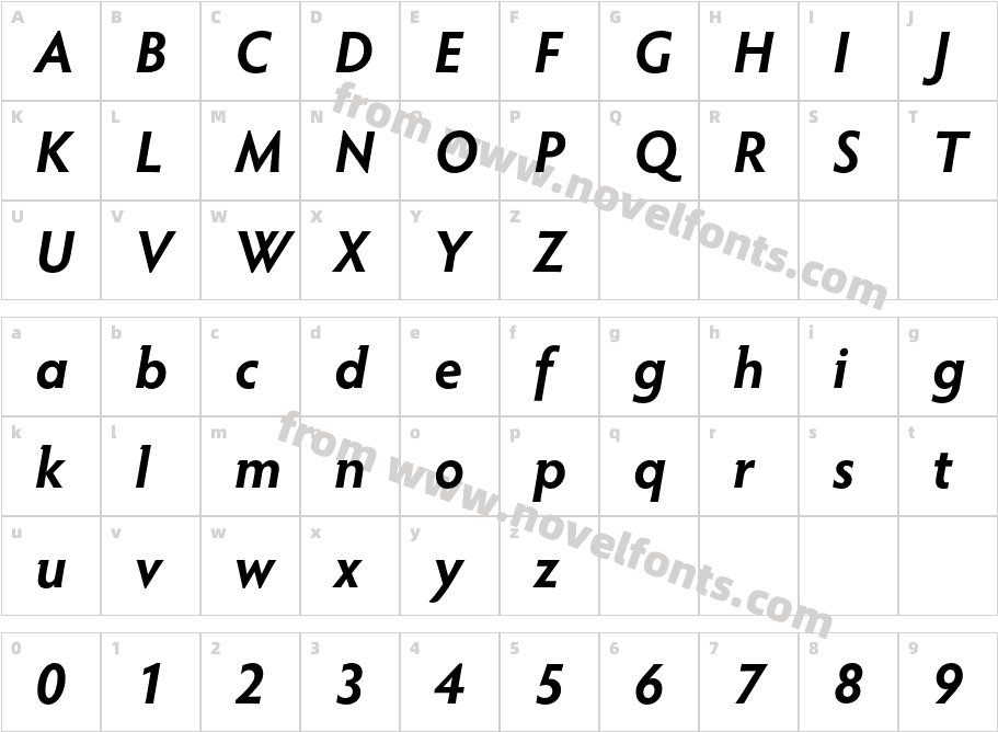 Hypatia Sans Pro Bold ItCharacter Map