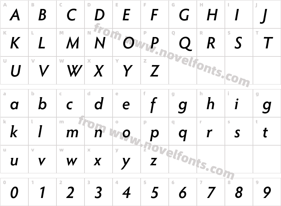 Hypatia Sans Pro Semibold ItCharacter Map