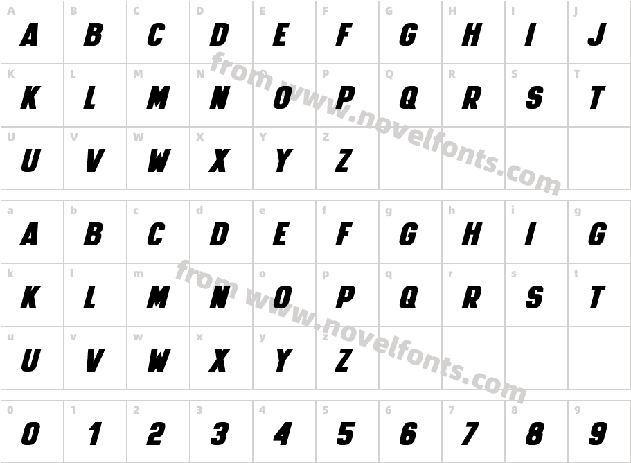 Hyper Super ItalicCharacter Map