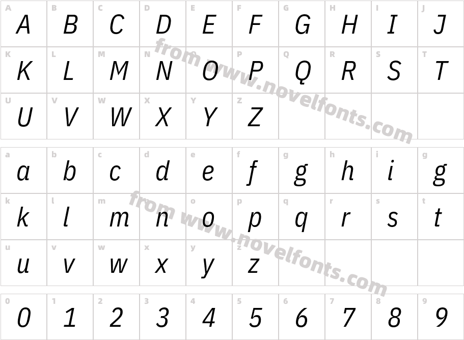 IBM Plex Sans Condensed ItalicCharacter Map