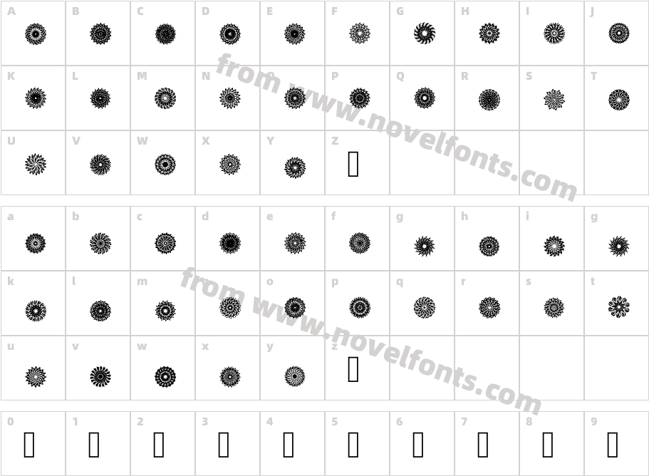 Mandara RegularCharacter Map