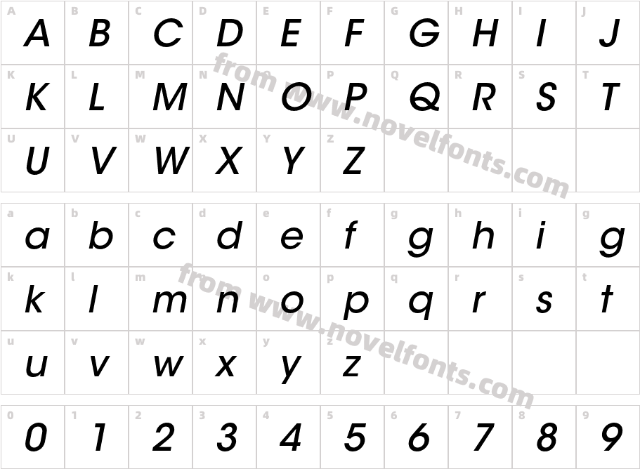 ITC Avant Garde Std Md OblCharacter Map