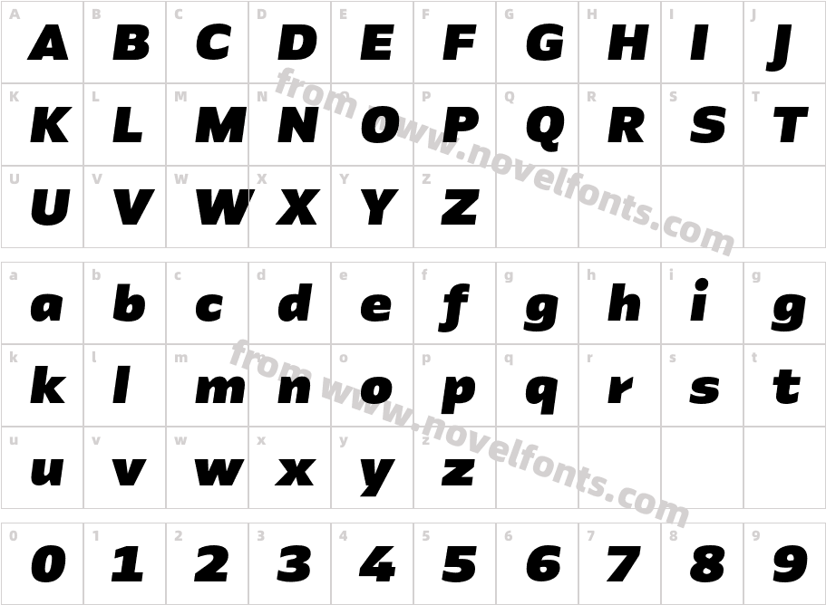Identa Black ItalicCharacter Map
