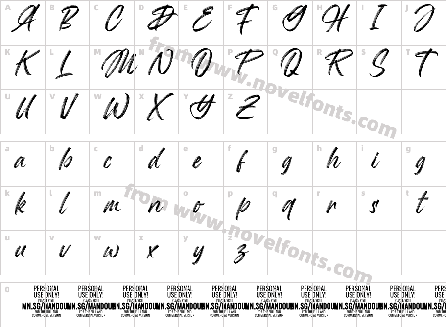 Mandoul Brush PERSONAL USE ONLY RegularCharacter Map