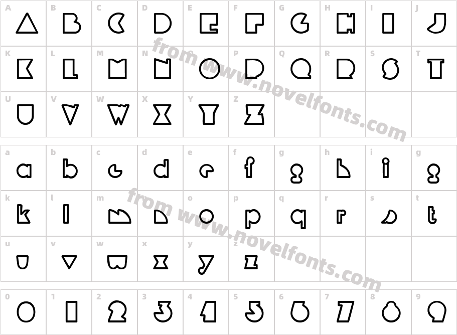 MandrelOutline BoldCharacter Map