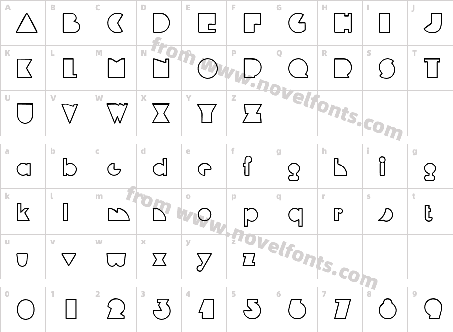 MandrelOutlineCharacter Map