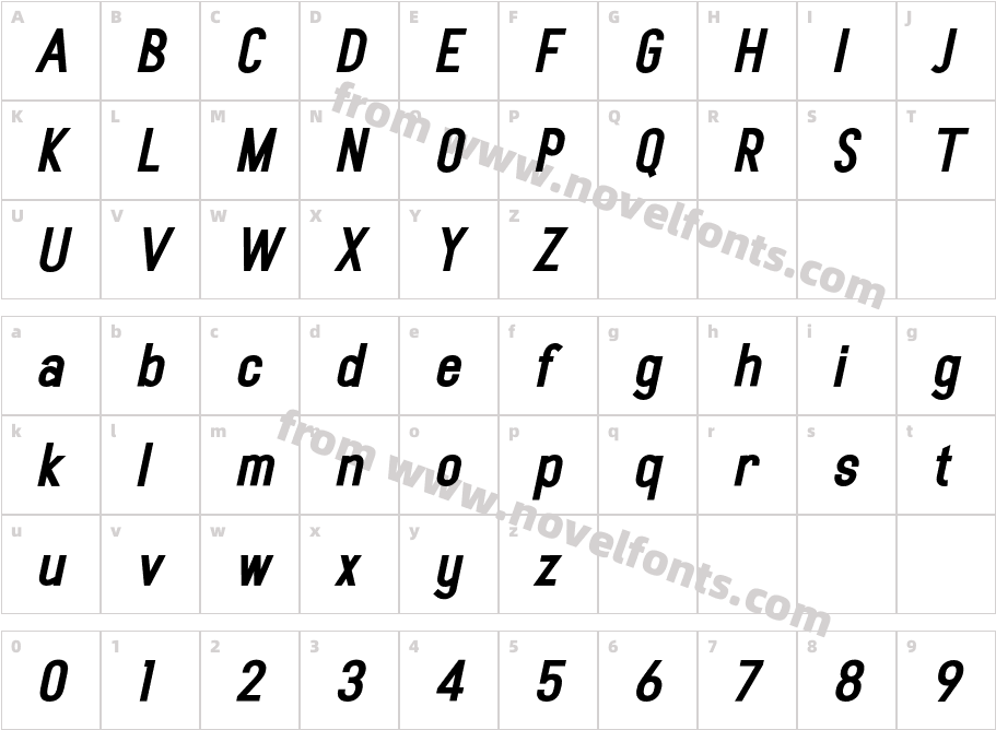 Imposture Grotesk Ext Bd ItaCharacter Map