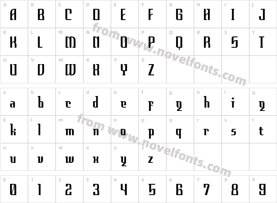 Indikhala Medium ContrastCharacter Map