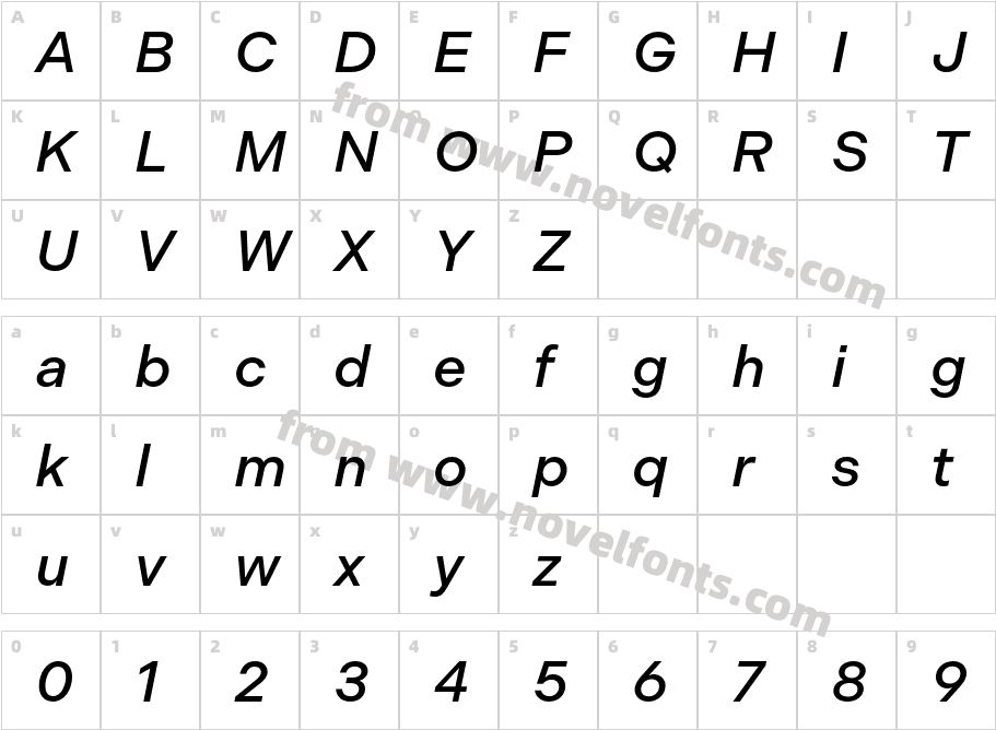 Indivisible Medium ItalicCharacter Map