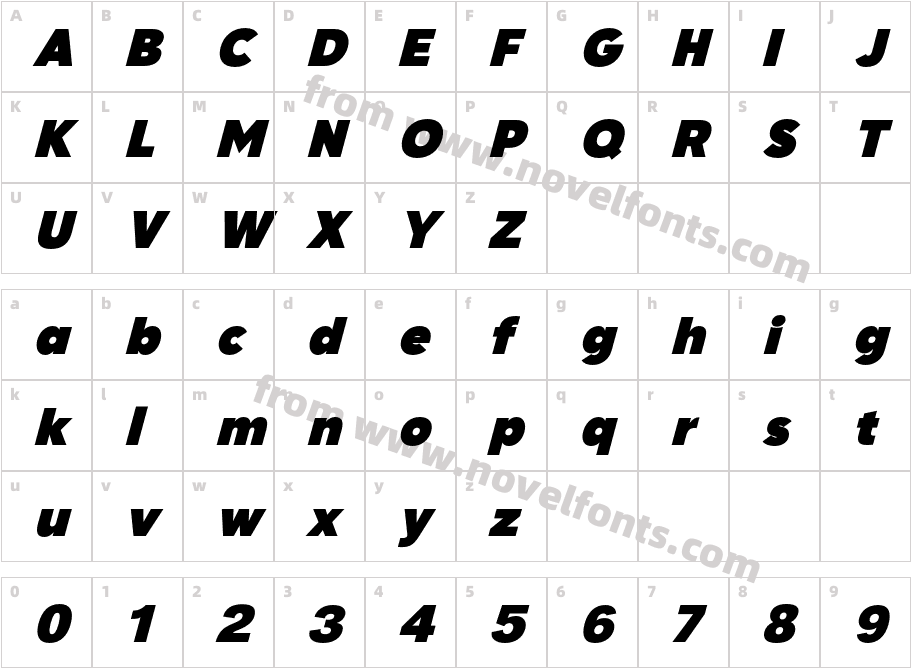 Inovasi Black ItalicCharacter Map