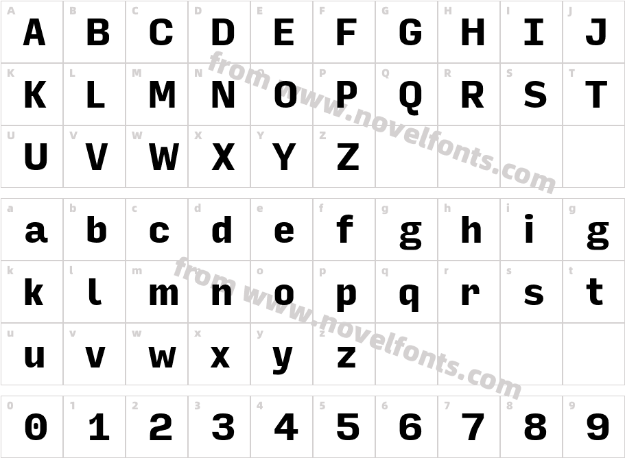 Input Sans Narrow BlackCharacter Map