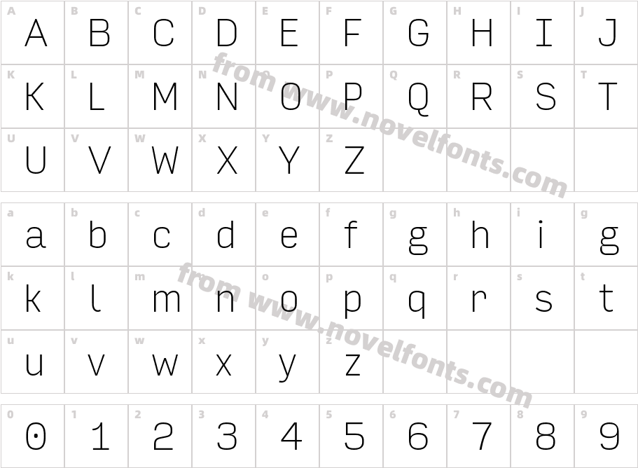 Input Sans ThinCharacter Map