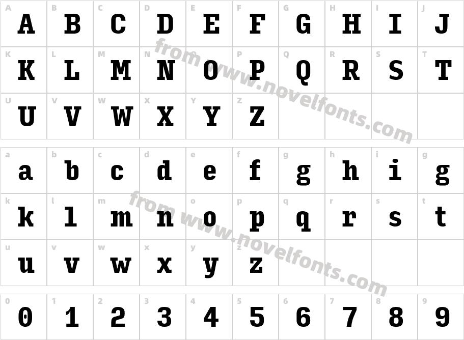 Input Serif Compressed BlackCharacter Map