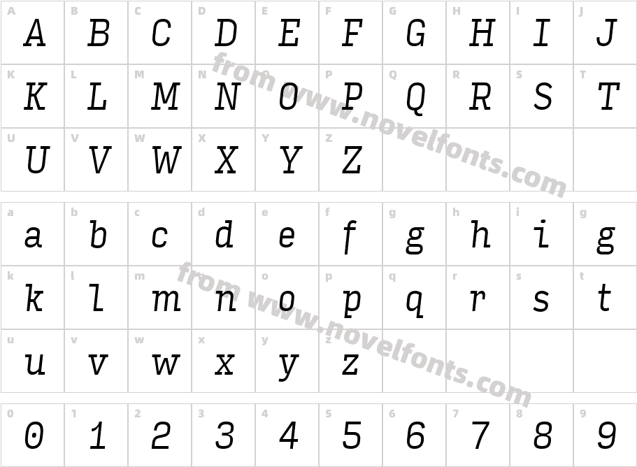 Input Serif Condensed Light ItalicCharacter Map