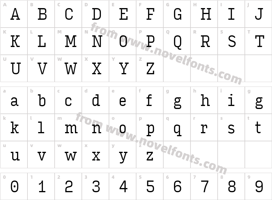 Input Serif Condensed LightCharacter Map