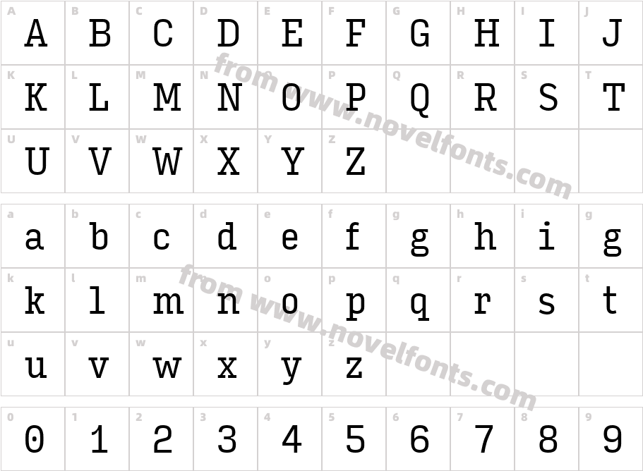 Input Serif Condensed RegularCharacter Map