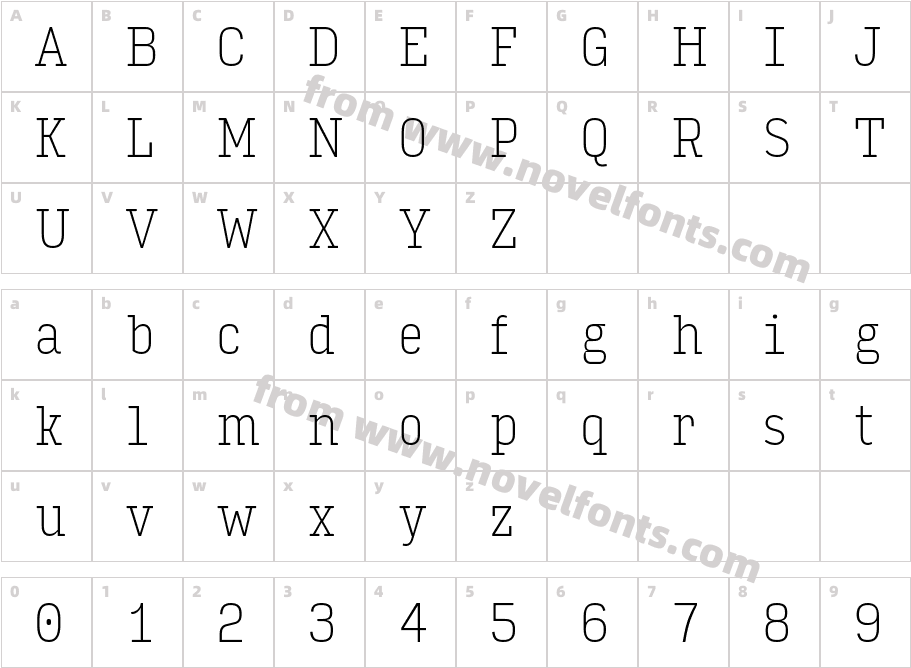 Input Serif Condensed ThinCharacter Map