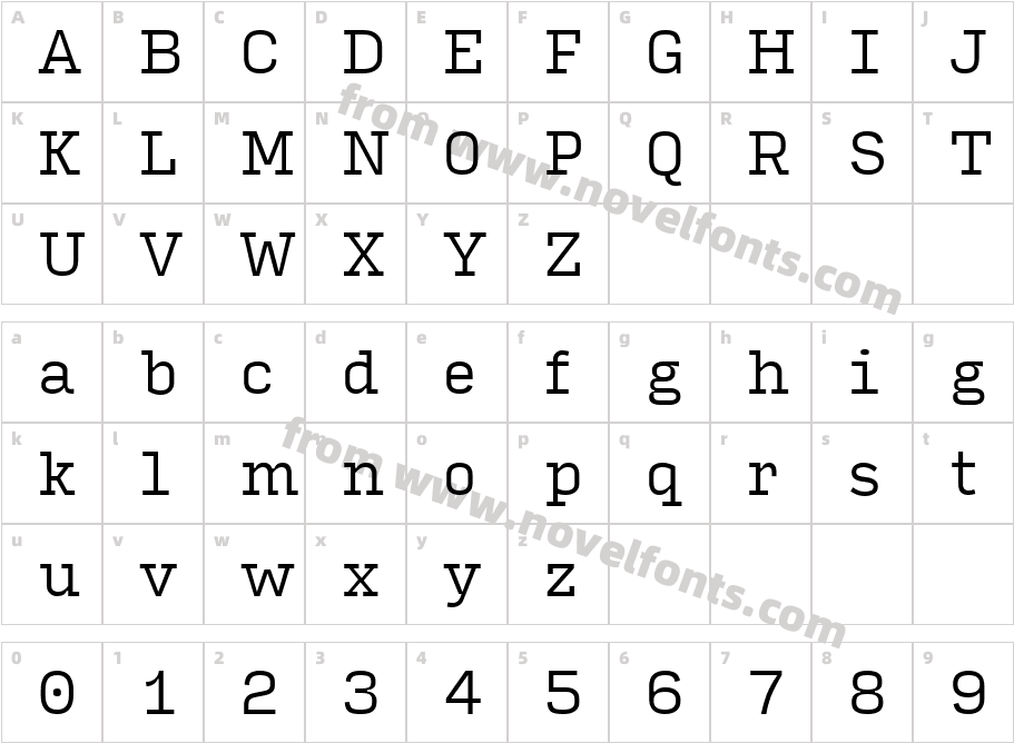 Input Serif LightCharacter Map
