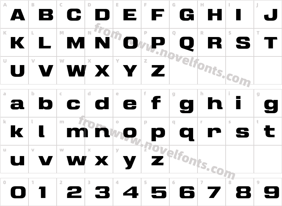 Intensa Extra Bold ExpandedCharacter Map