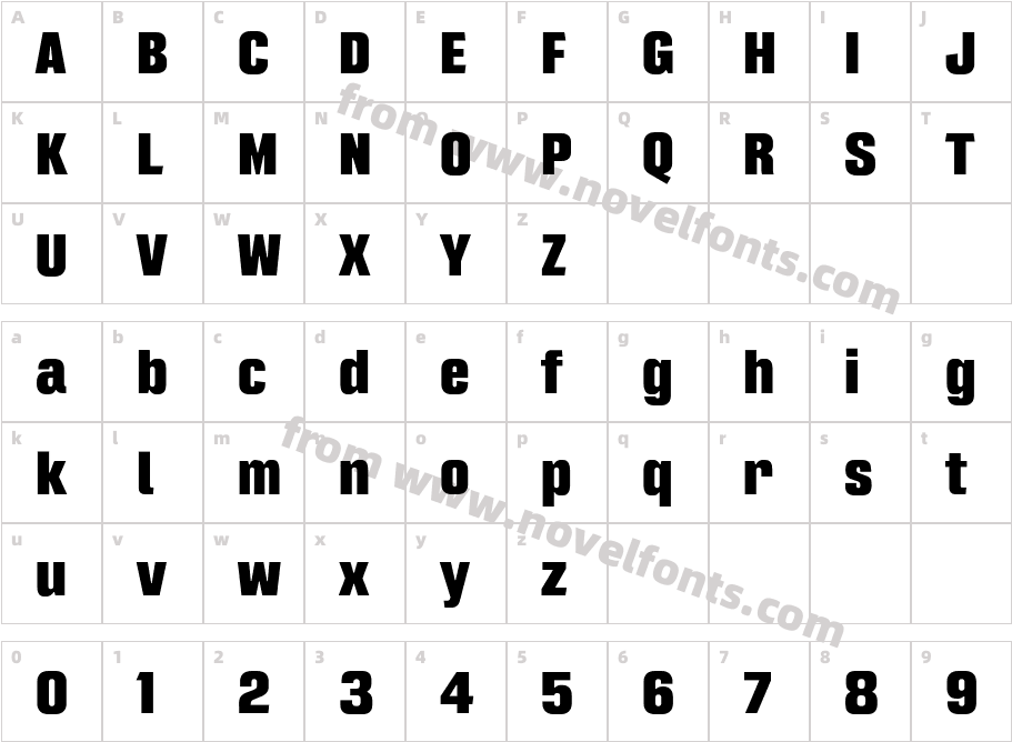 Intensa Heavy CondensedCharacter Map